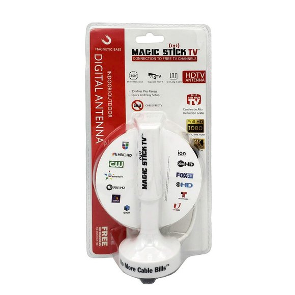 Magic Stick MS-50MAX: HDTV TV Antenna w/ Magnetic Base Indoor, Outdoor - White - Picture 2 of 10